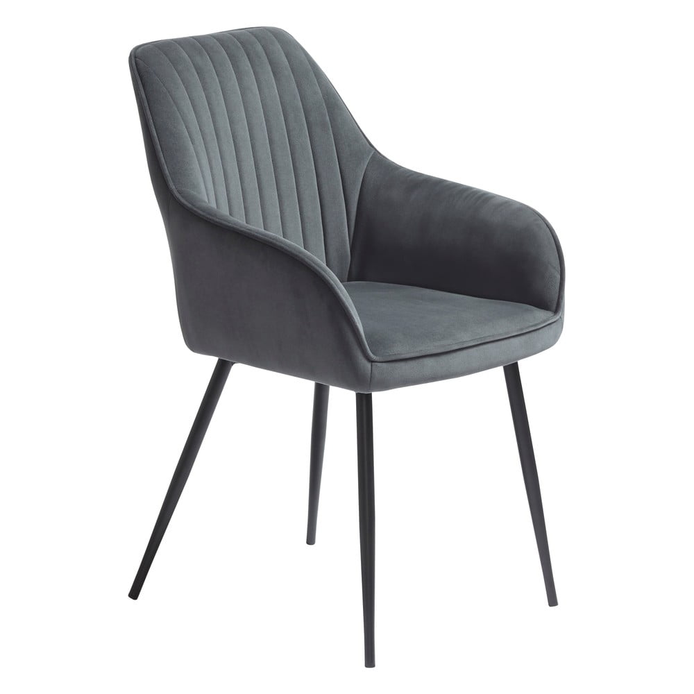 Szürke bársony karfás étkezőszék szett 2 db-os Nolan Stripe – Unique Furniture
