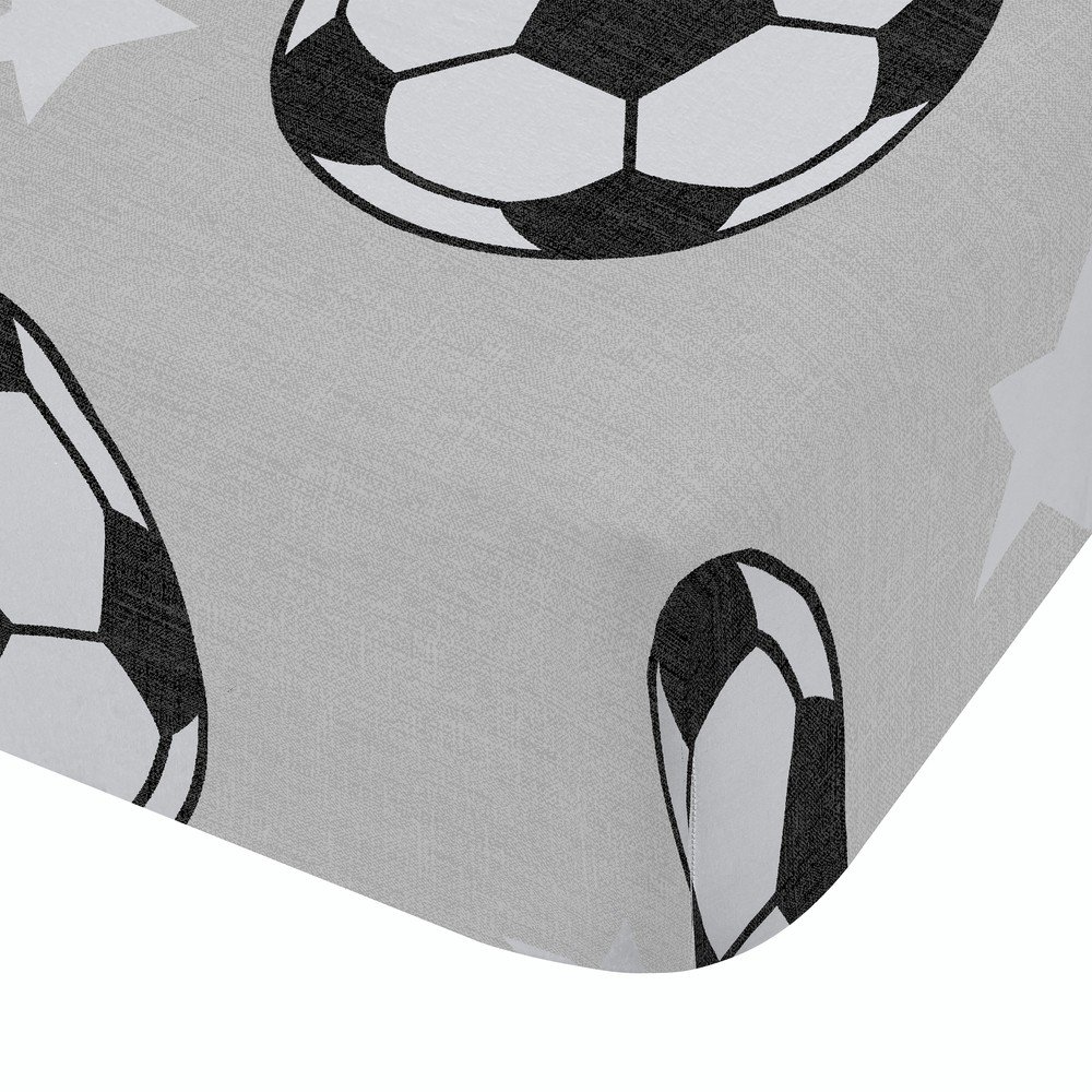 Szürke gumis kétszemélyes flanel gyerek lepedő 135x190 cm Football Stars – Catherine Lansfield