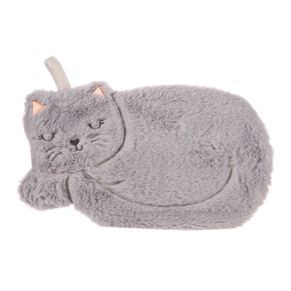 Szürke mikroplüss melegvizes palack 700 ml Cat – Sass & Belle