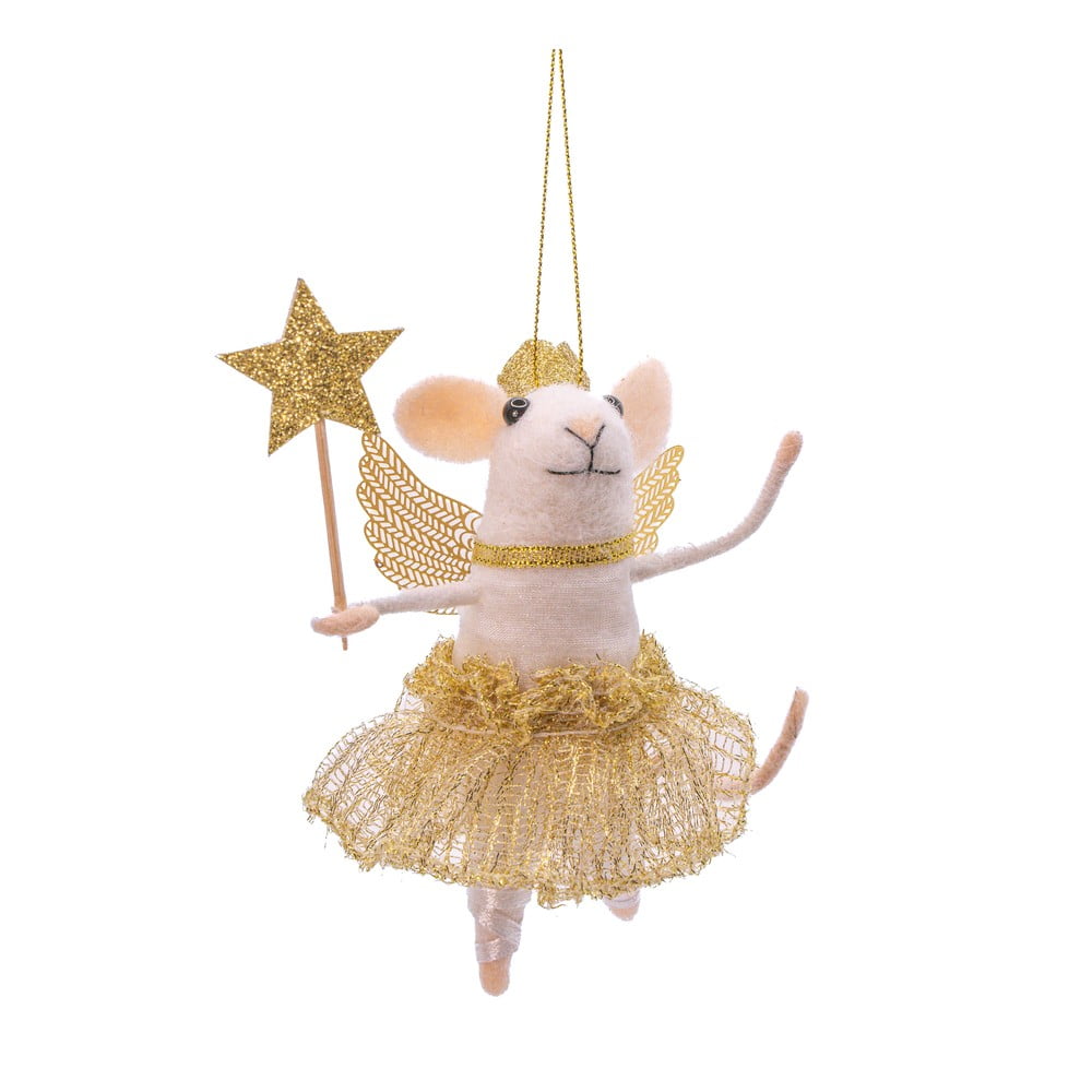 Textil kézzel készített karácsonyfadísz 12 cm Fairy Mouse – Sass & Belle