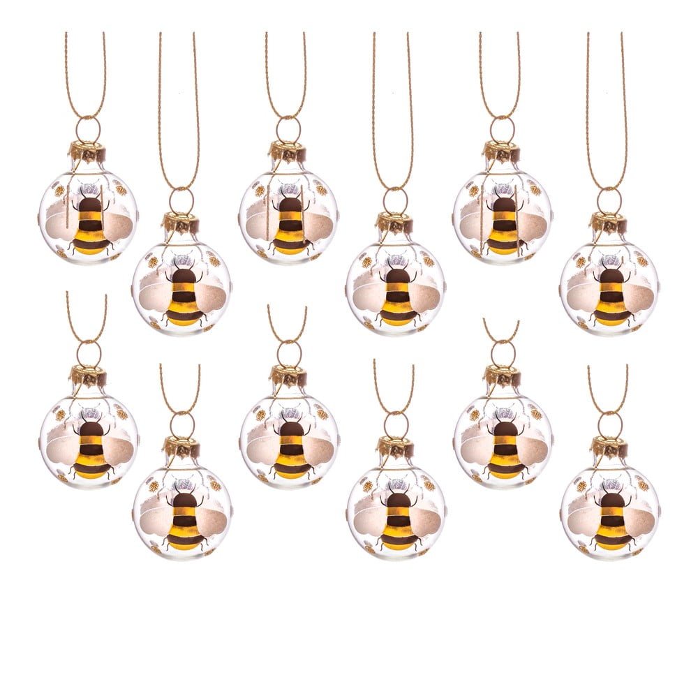 Üveg kézzel készített karácsonyfadísz készlet 12 db-os ø 3 cm Bee Mini – Sass & Belle