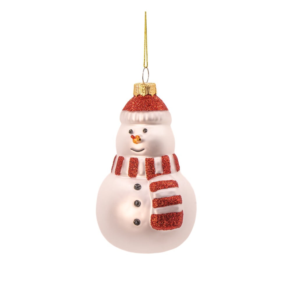 Üveg kézzel készített karácsonyfadísz ø 7 cm Snowman – Sass & Belle