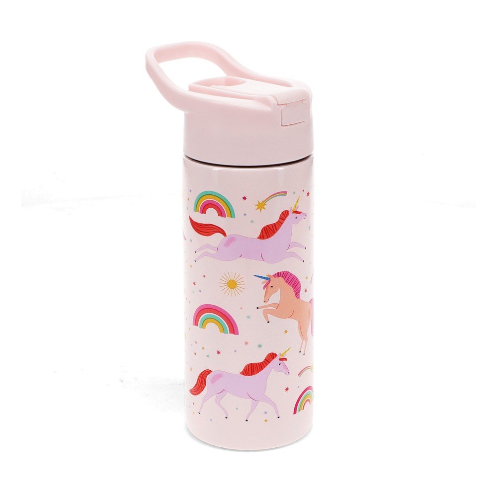 Világos rózsaszín rozsdamentes acél gyerek ivópalack 500 ml Unicorn – Rex London
