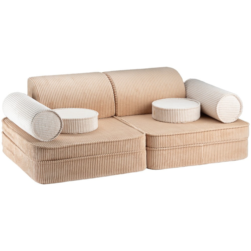 Világosbarna kordbársony gyerek kanapé 132 cm Settee – Wigiwama