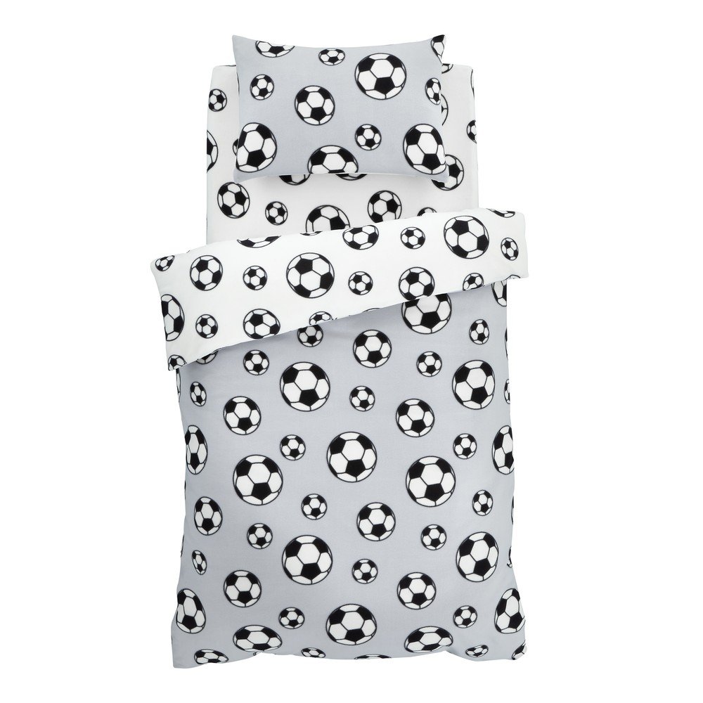 Világosszürke kétszemélyes fleece gyerek ágyneműhuzat 200x200 cm Football – Catherine Lansfield