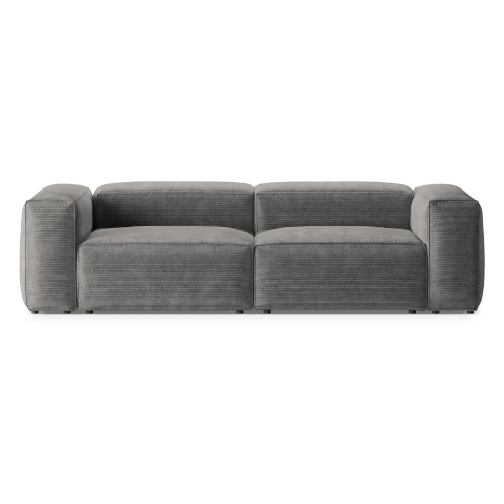 Világosszürke kordbársony kanapé 264 cm Bergano – Cosmopolitan Design