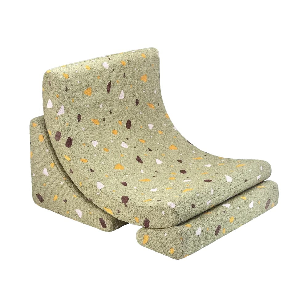 Zöld buklé-zsenília gyerek fotel Terrazzo Moon – Wigiwama