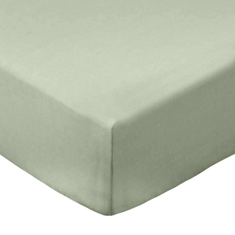 Zöld gumis pamut-perkál lepedő 90x190 cm Cotton Percale – Bianca