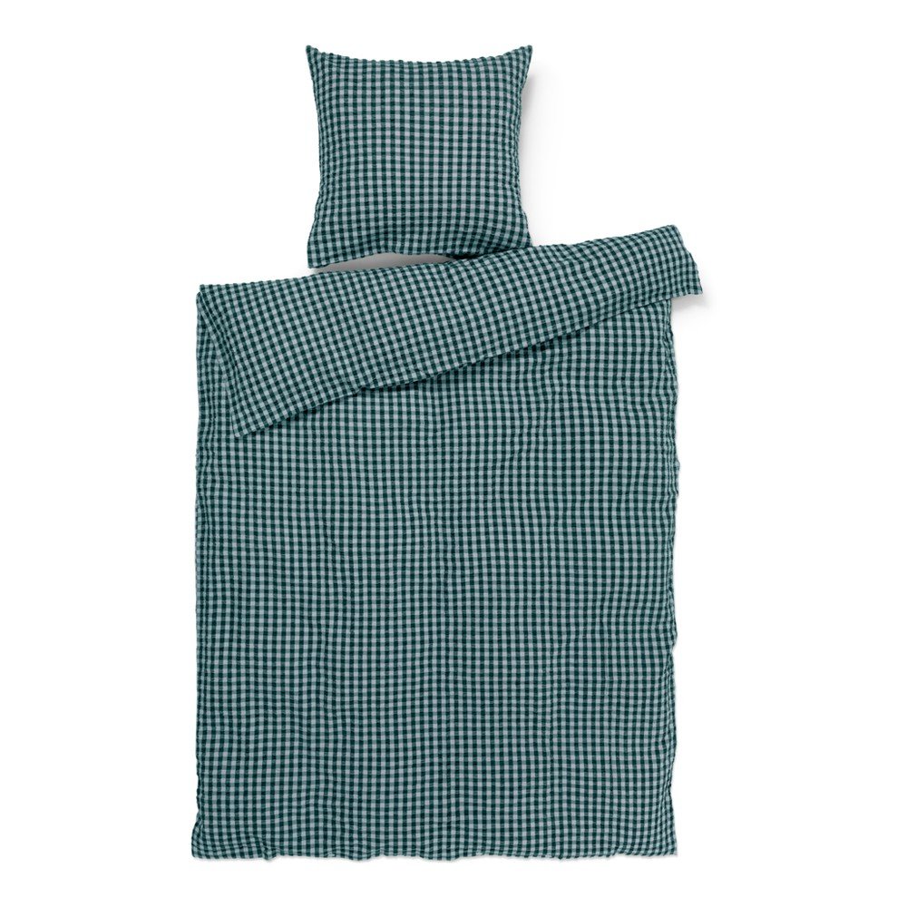 Zöld-kék egyszemélyes hosszabbított krepp ágyneműhuzat 150x210 cm Bæk&Bølge – JUNA