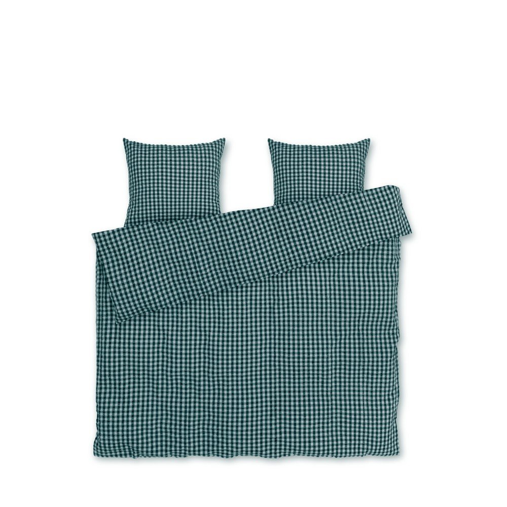 Zöld-kék kétszemélyes hosszabbított krepp ágyneműhuzat 200x220 cm Bæk&Bølge – JUNA