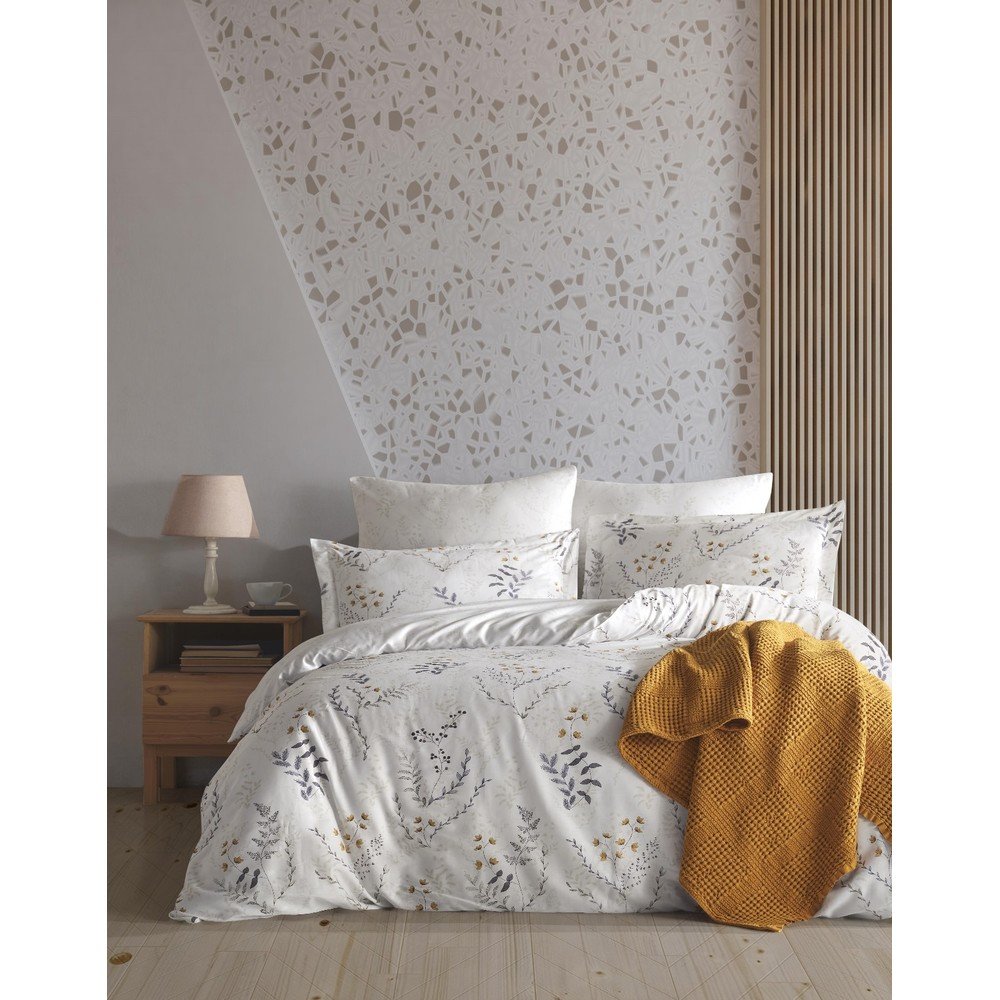 Bézs egyszemélyes renforcé pamut ágyneműhuzat 140x200 cm Soft Floral – Mila Home Luxury