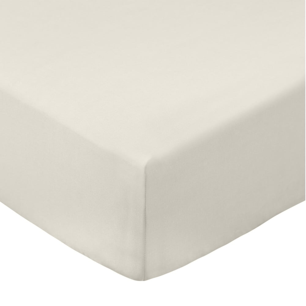 Bézs gumis pamut-perkál lepedő 135x190 cm Cotton Percale – Bianca