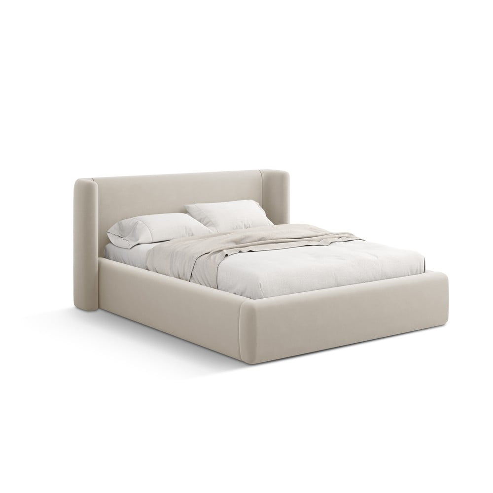 Bézs kárpitozott ágyneműtartós franciaágy ágyráccsal 160x200 cm Jason – Windsor & Co Sofas