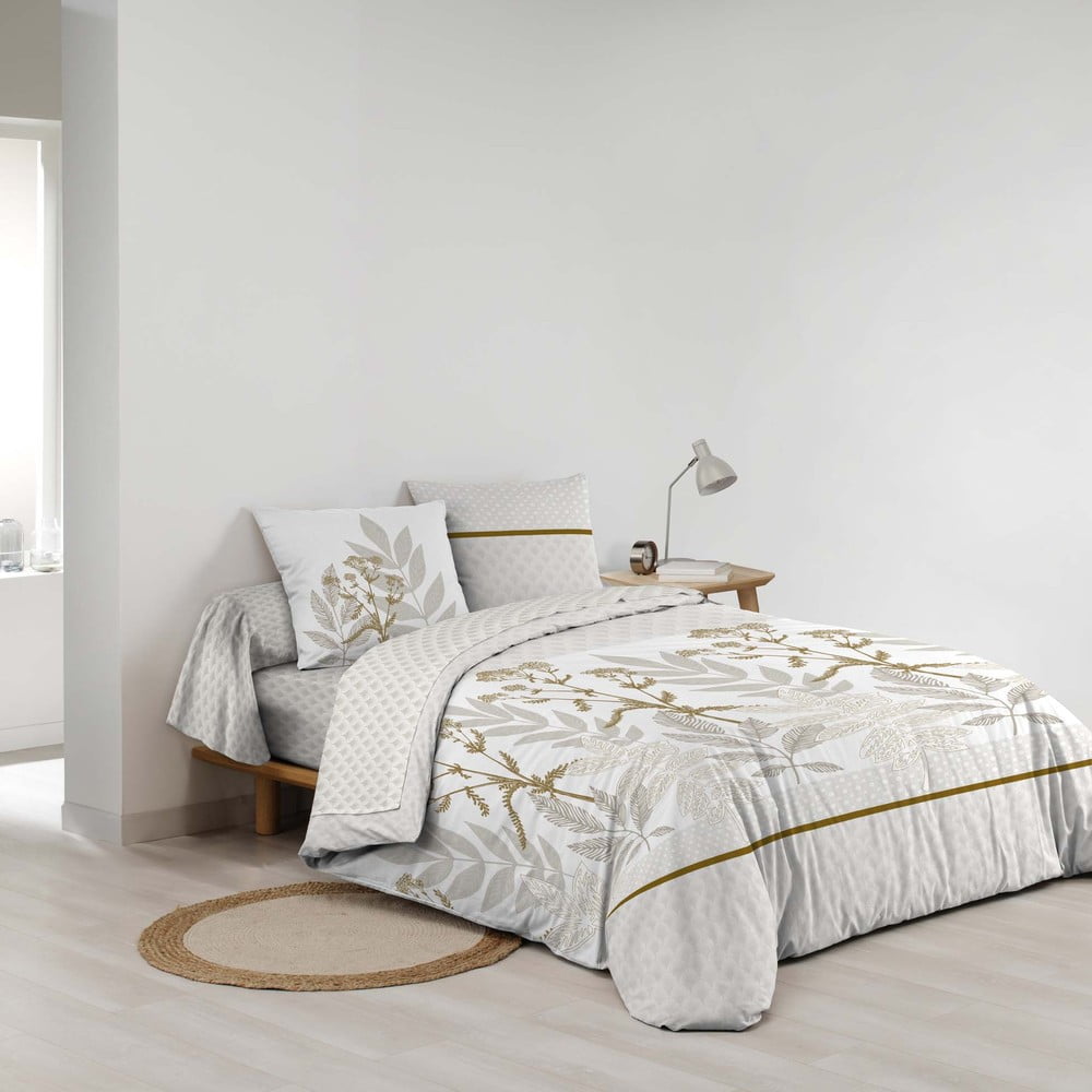 Bézs kétszemélyes-hosszabbított pamut ágyneműhuzat lepedővel-hatrészes 240x220 cm Raoni – douceur d'intérieur