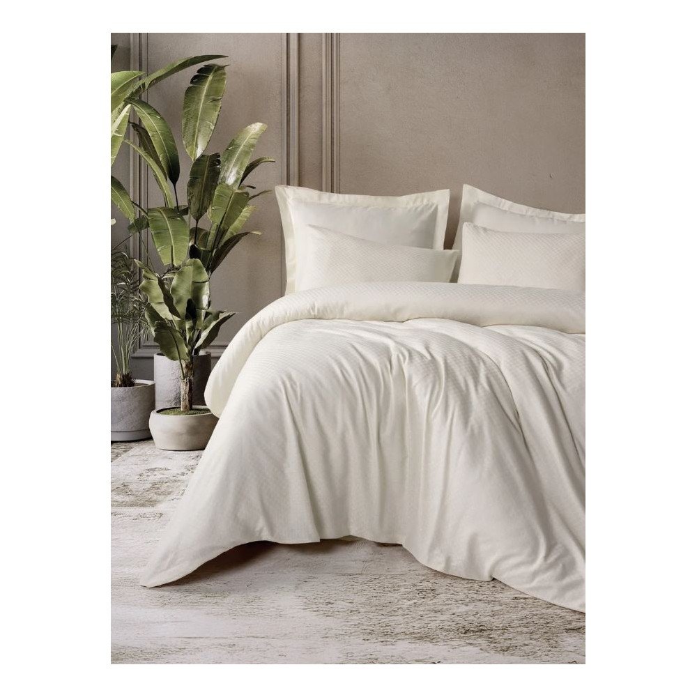 Bézs kétszemélyes-hosszabbított renforcé pamut ágyneműhuzat 240x220 cm Checkered – Mila Home Luxury