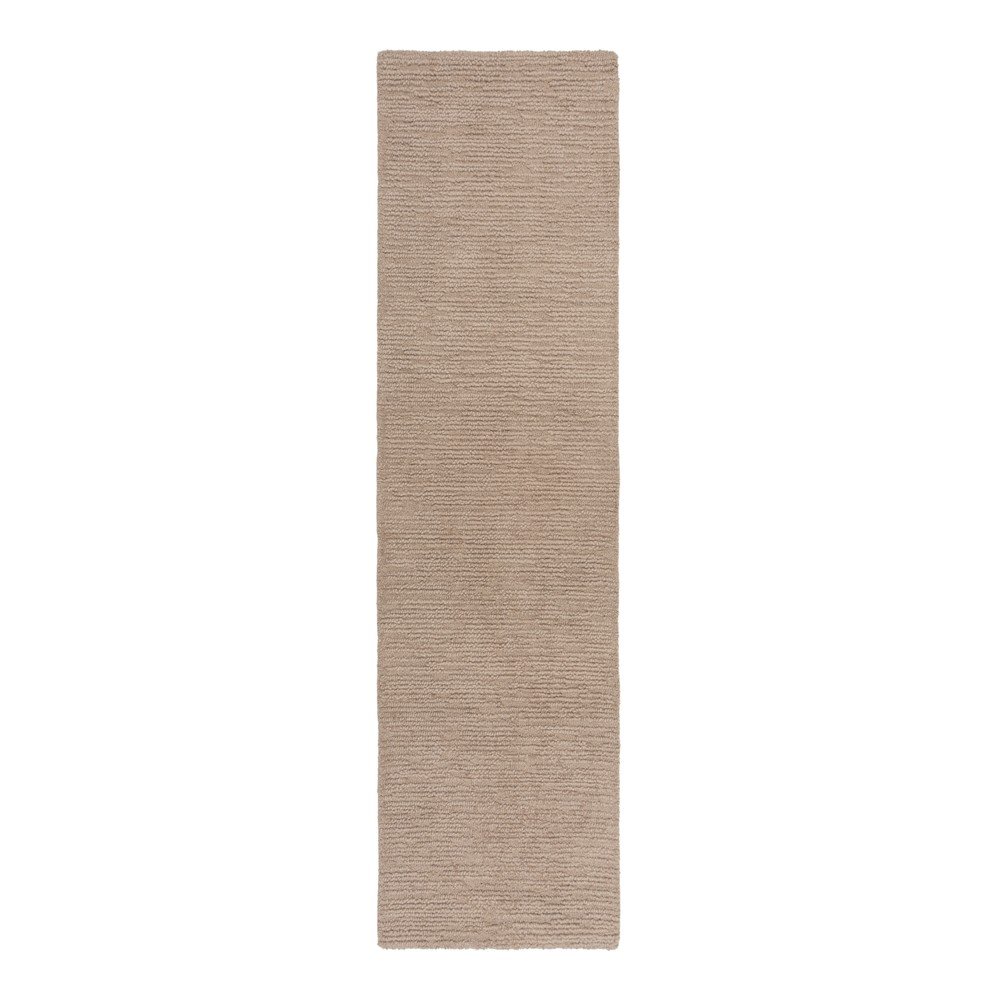 Bézs kézi szövésű gyapjú futószőnyeg 80x230 cm Harris Boucle – Flair Rugs