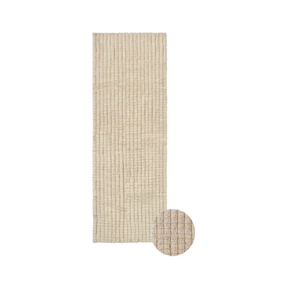 Bézs mosható-kézi szövésű gyapjú futószőnyeg 80x230 cm Unexpected Wool – Lorena Canals
