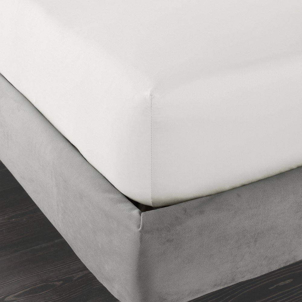 Elefántcsont színű gumis pamut-szatén lepedő 90x190 cm Cotton Sateen – Bianca