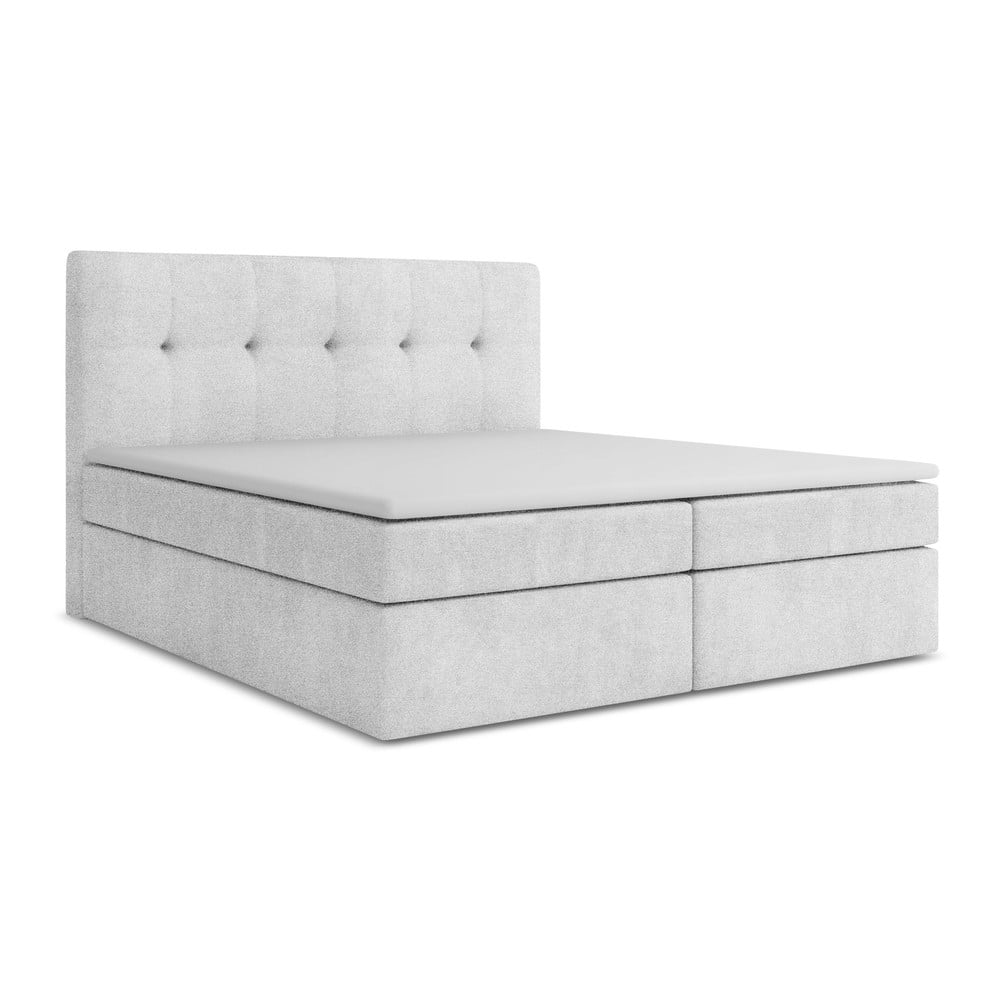 Ezüstszínű ágyneműtartós boxspring ágy 160x200 cm Palta – Makamii