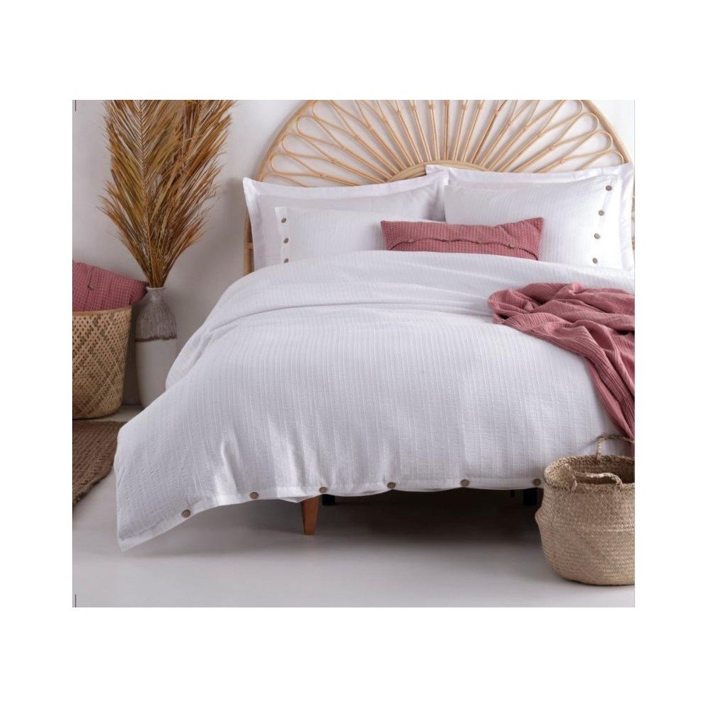 Fehér egyszemélyes renforcé pamut ágyneműhuzat 140x200 cm Como Striped – Mila Home Luxury