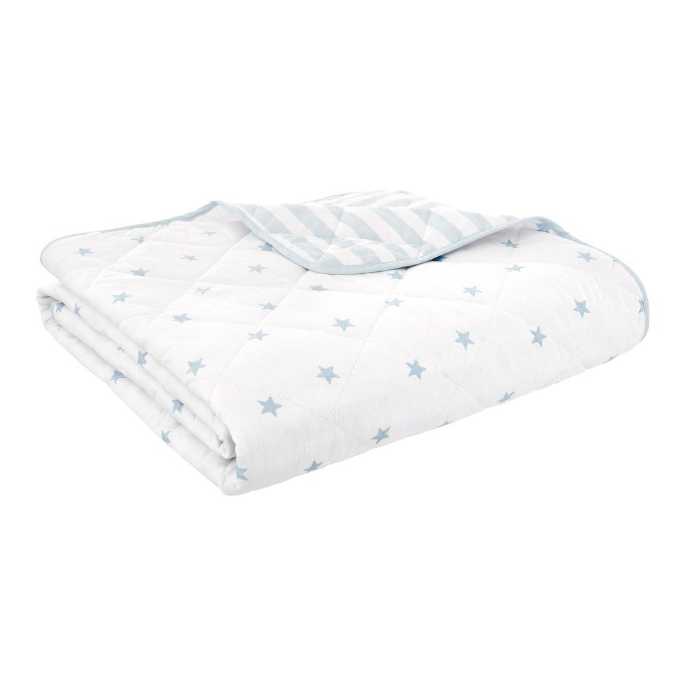 Fehér-kék pamut steppelt gyerek ágytakaró 135x190 cm Mini Star & Stripes – Bianca