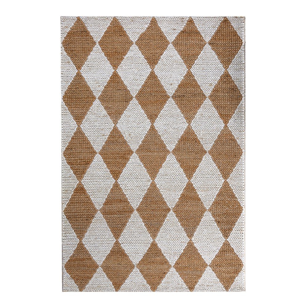 Fehér-natúr színű kézi szövésű jutakeverék szőnyeg 120x170 cm Effie Diamond – Flair Rugs