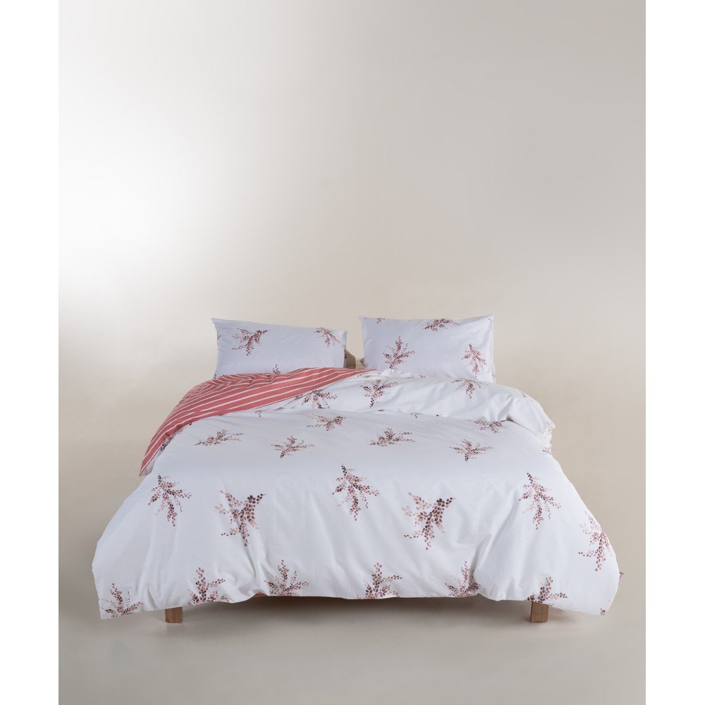 Fehér-rózsaszín egyszemélyes renforcé pamut ágyneműhuzat 140x200 cm Breeze Floral – Mila Home Luxury