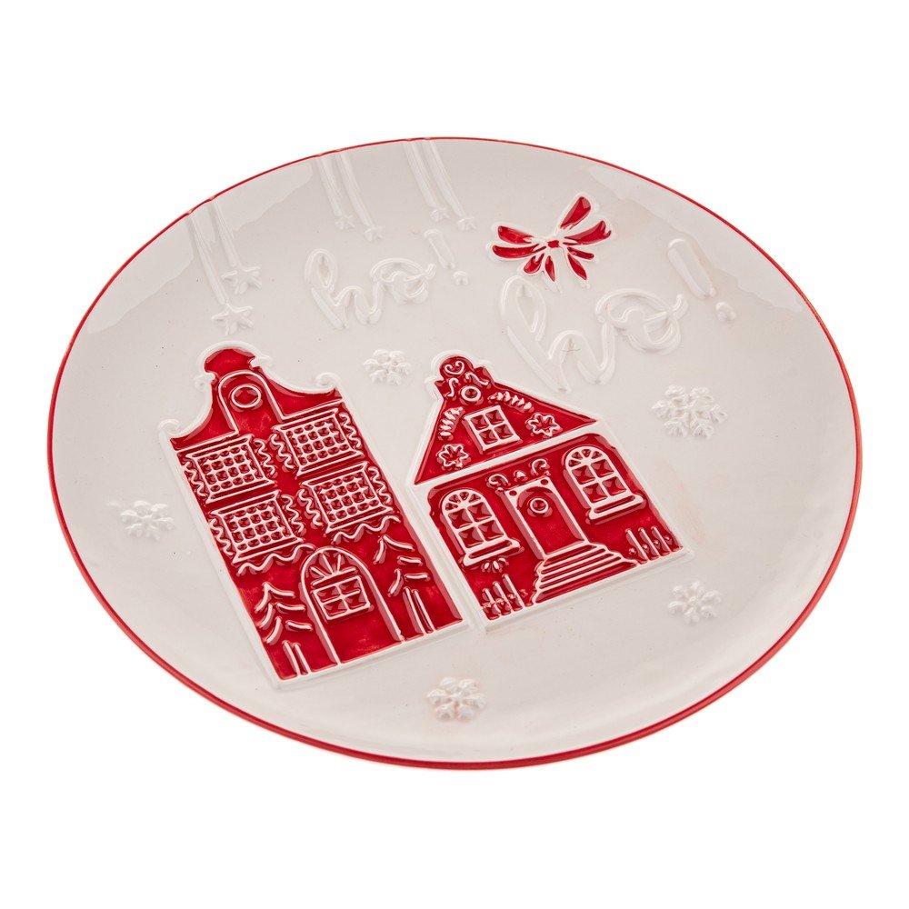 Fehér szervírozó kerámia tányér karácsonyi mintával ø 26 cm Christmas cottage – Dakls
