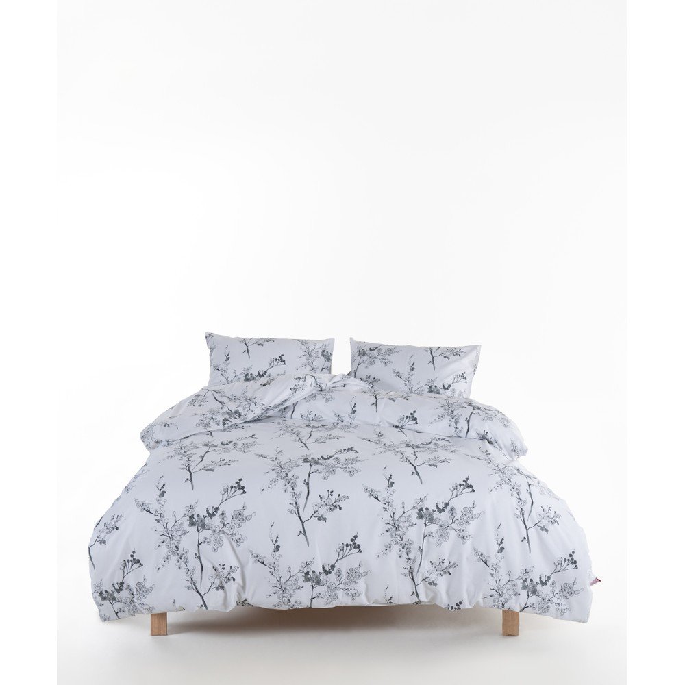 Fehér-szürke kétszemélyes-hosszabbított renforcé pamut ágyneműhuzat 240x220 cm White Floral – Mila Home Luxury