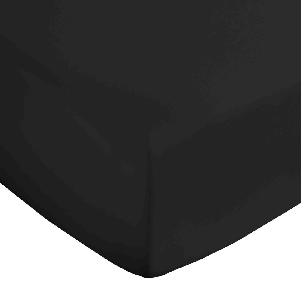 Fekete gumis pamut-szatén lepedő 150x200 cm Cotton Sateen – Bianca