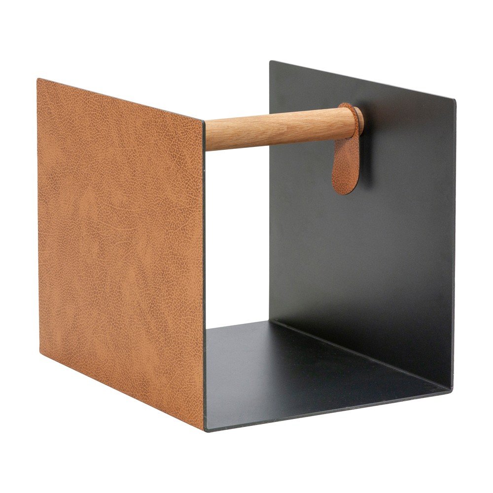 Fekete-natúr színű dekoratív fém-öko bőr tárolódoboz 32x38x31 cm Bull – LIND DNA