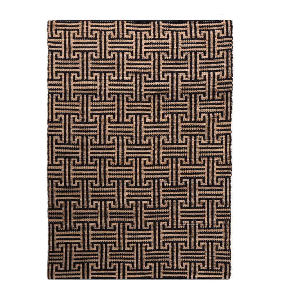 Fekete-natúr színű kézi szövésű jutakeverék szőnyeg 200x290 cm Meander Jute – Flair Rugs