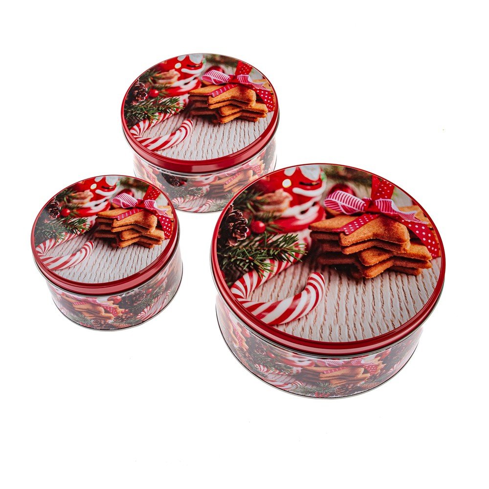 Fém aprósütemény tartó doboz szett 3 db-os Christmas – Dakls