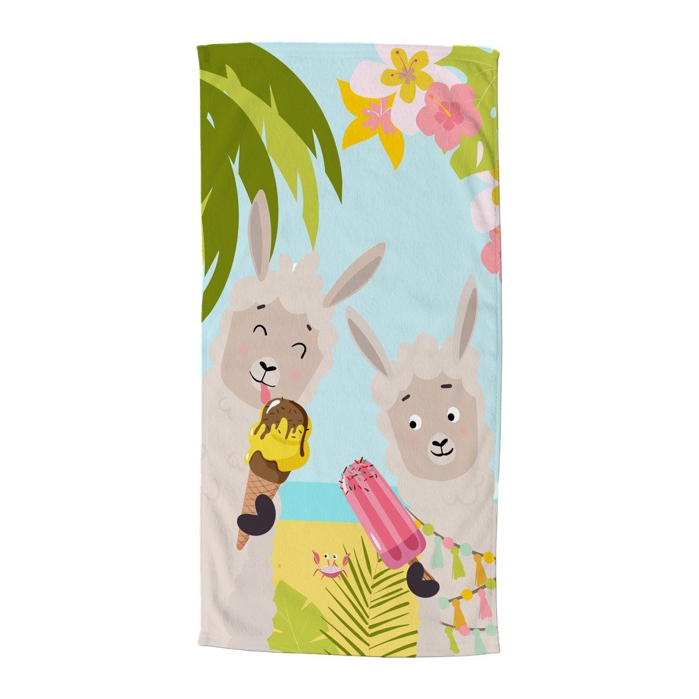 Gyerek bársony strandtörölköző 75x150 cm Happy lamas – Good Morning