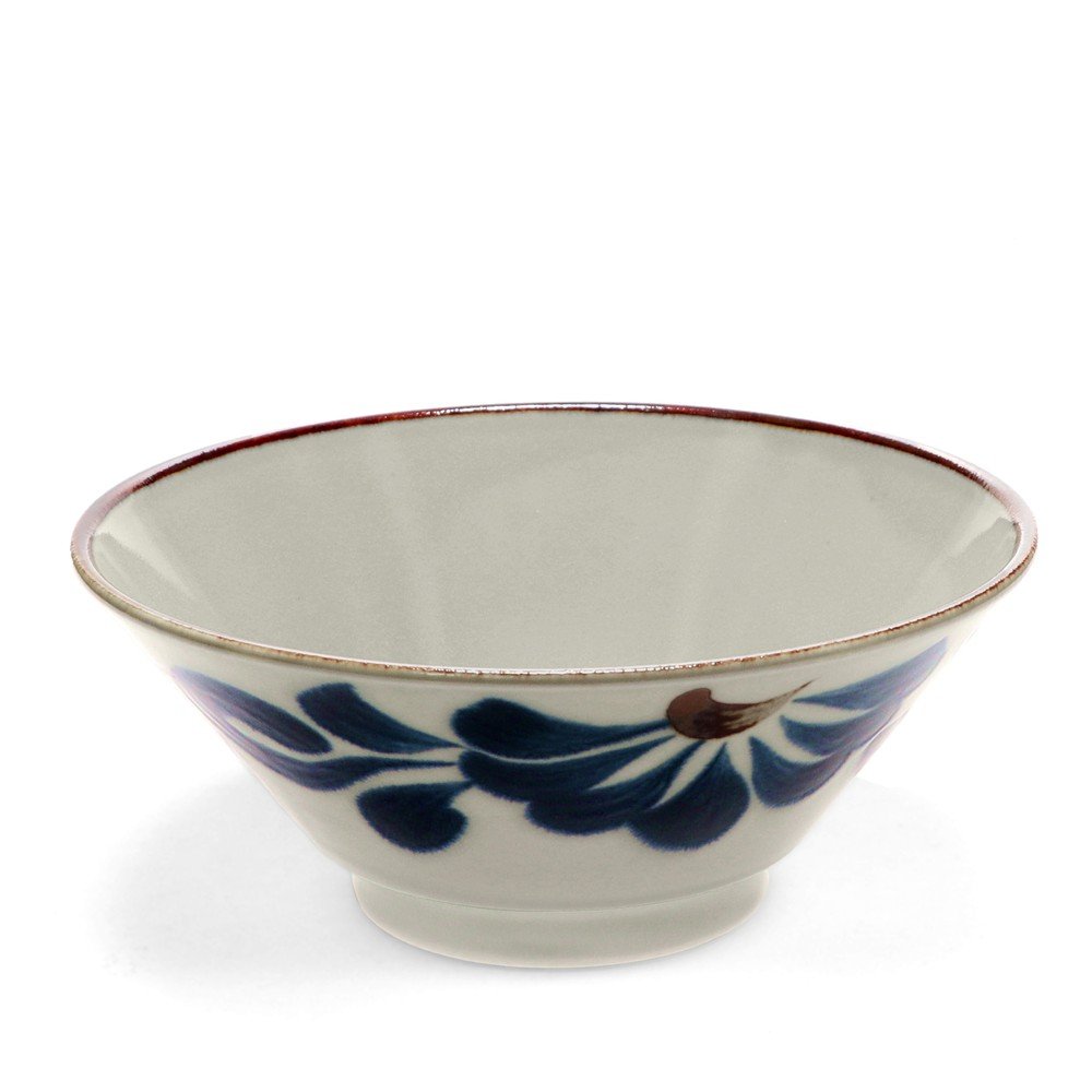 Kék-bézs porcelán tálka ramenhez 900 ml Flower – Rex London