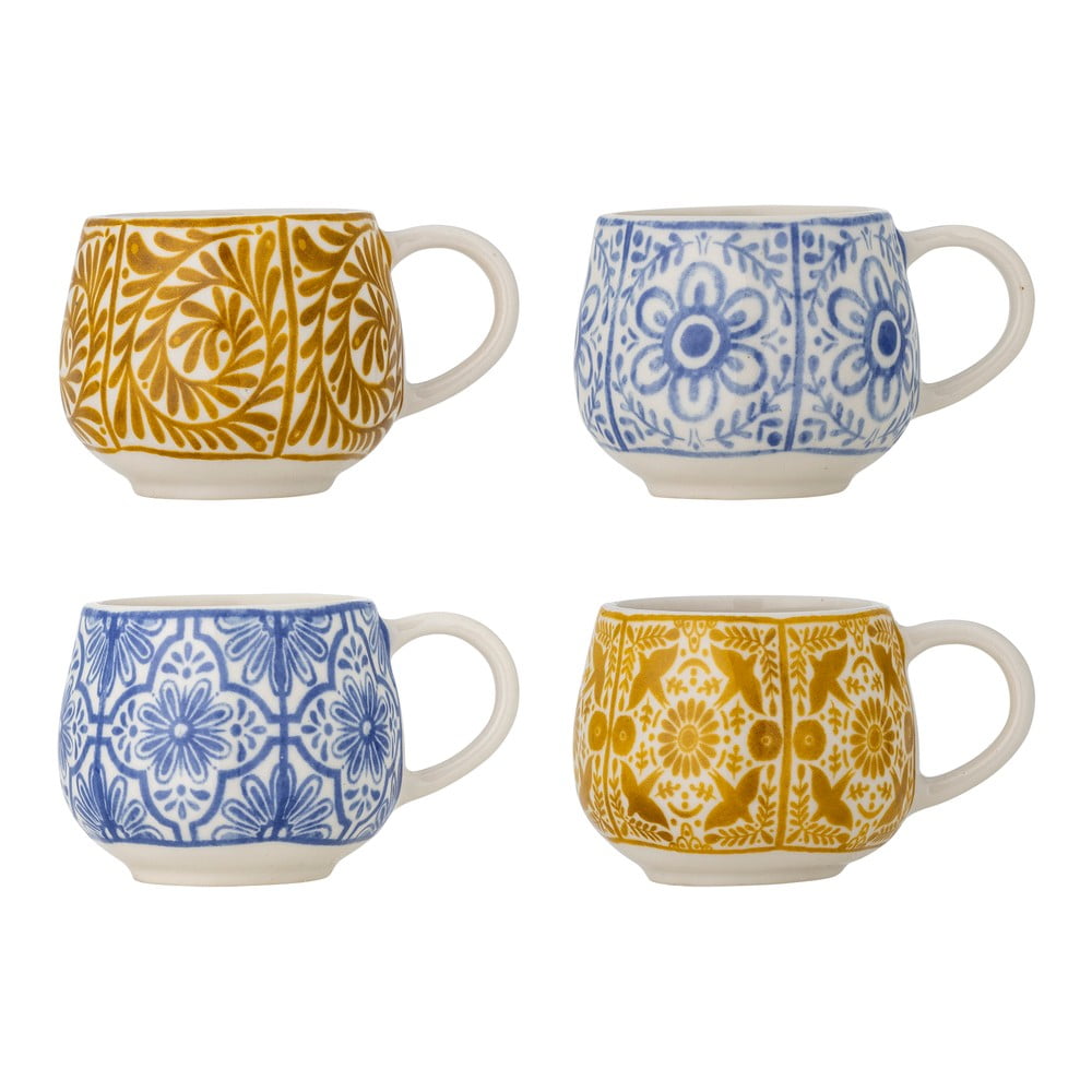 Kék-narancssárga kőedény eszpresszó csésze szett 4 db-os 155 ml Milton – Bloomingville