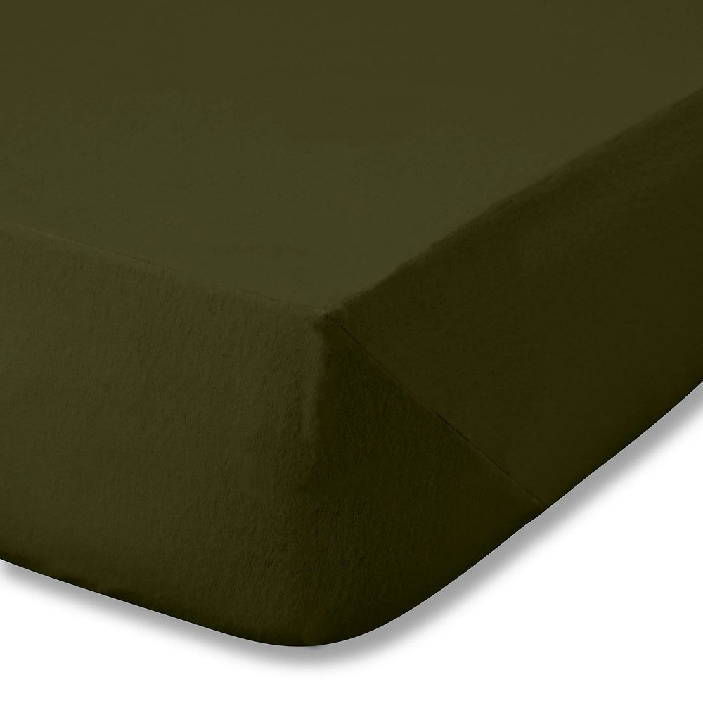 Khaki gumis flanel lepedő 90x190 cm Brushed – Catherine Lansfield
