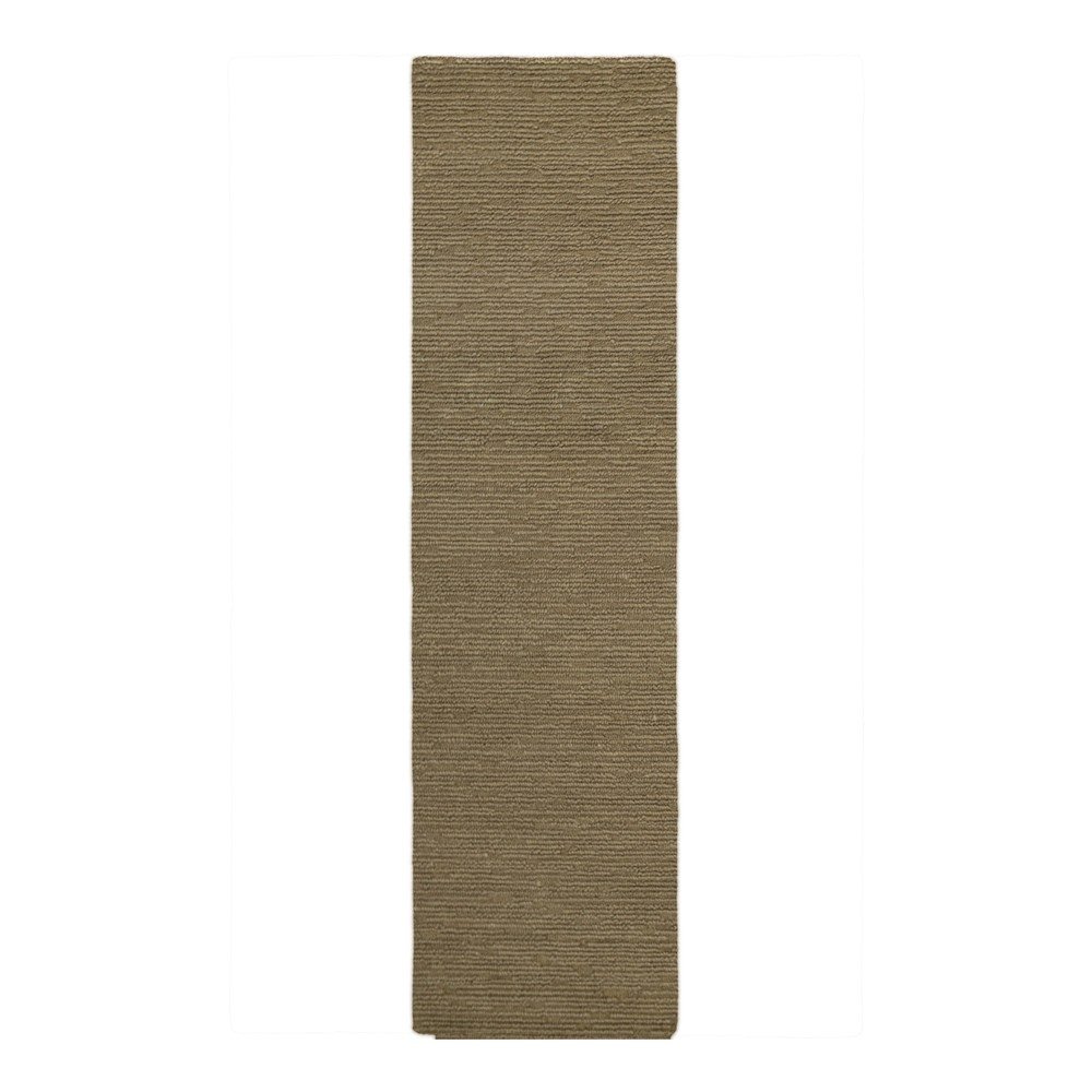 Khaki kézi szövésű gyapjú futószőnyeg 80x230 cm Harris Boucle – Flair Rugs