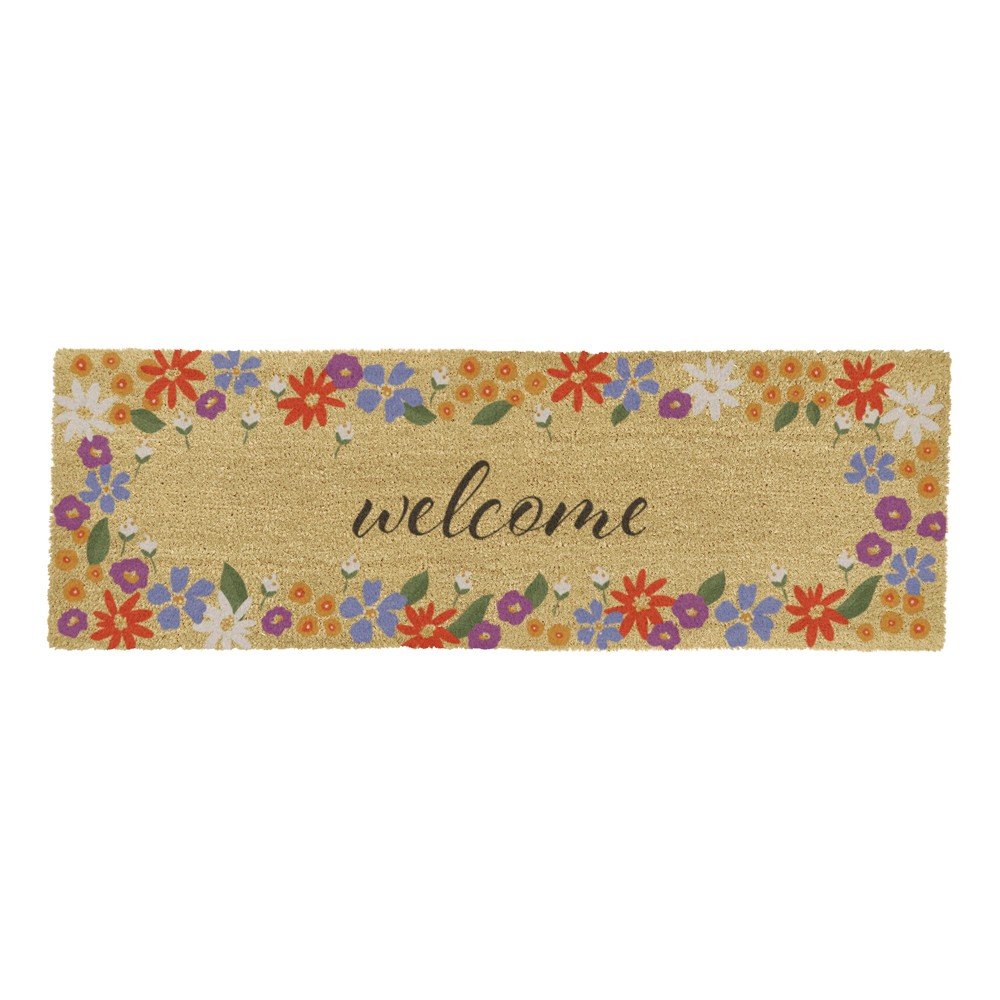 Kókuszrost lábtörlő 40x120 cm Welcome Floral – Artsy Doormats