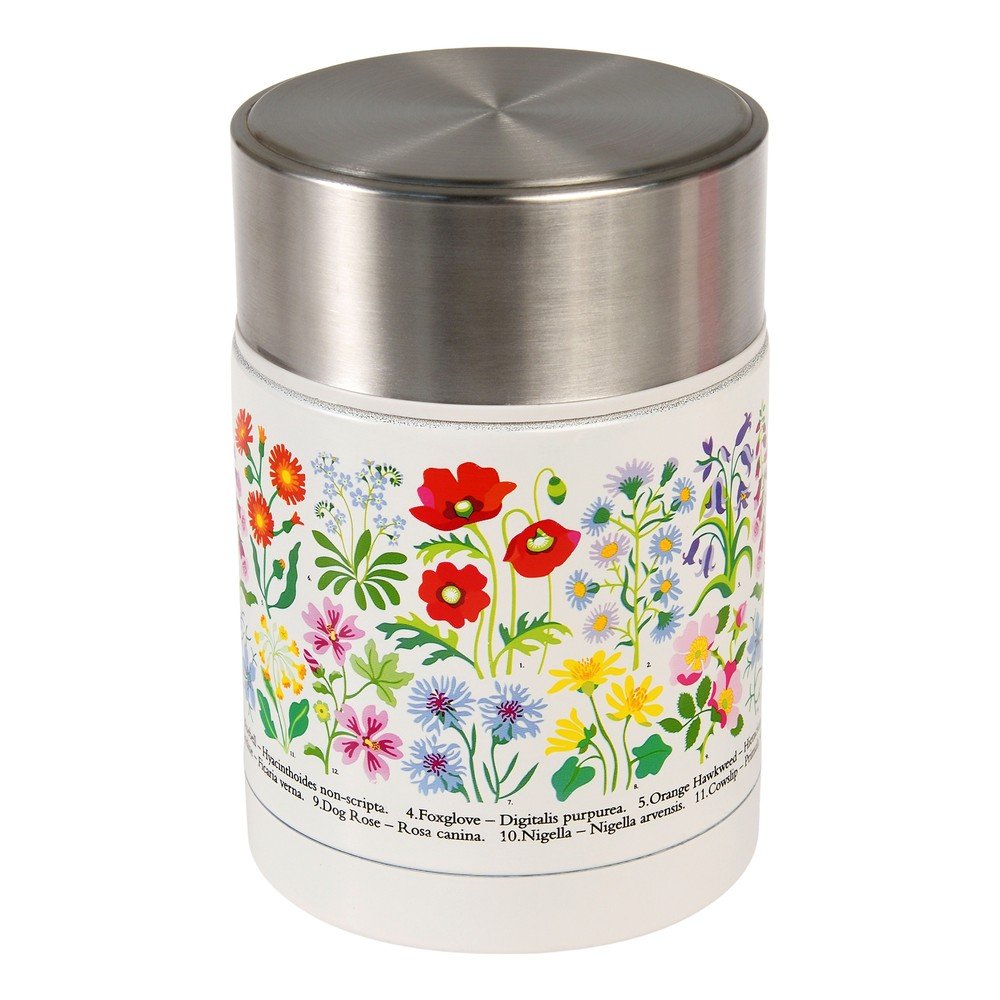 Krémszínű-ezüstszínű ételtartó-gyerek termosz 450 ml Wild Flowers – Rex London