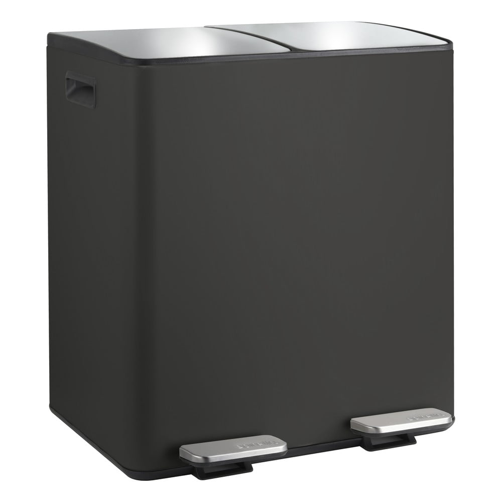 Matt fekete acél szelektív pedálos szemetes 2x20 l   Aliya – Spirella