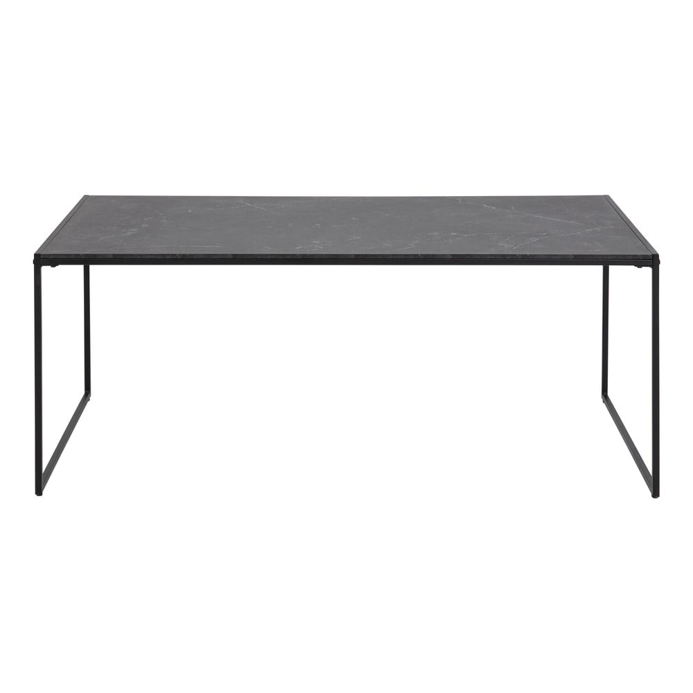 Matt fekete dohányzóasztal márvány dekoros asztallappal 60x120 cm Infinity – Actona