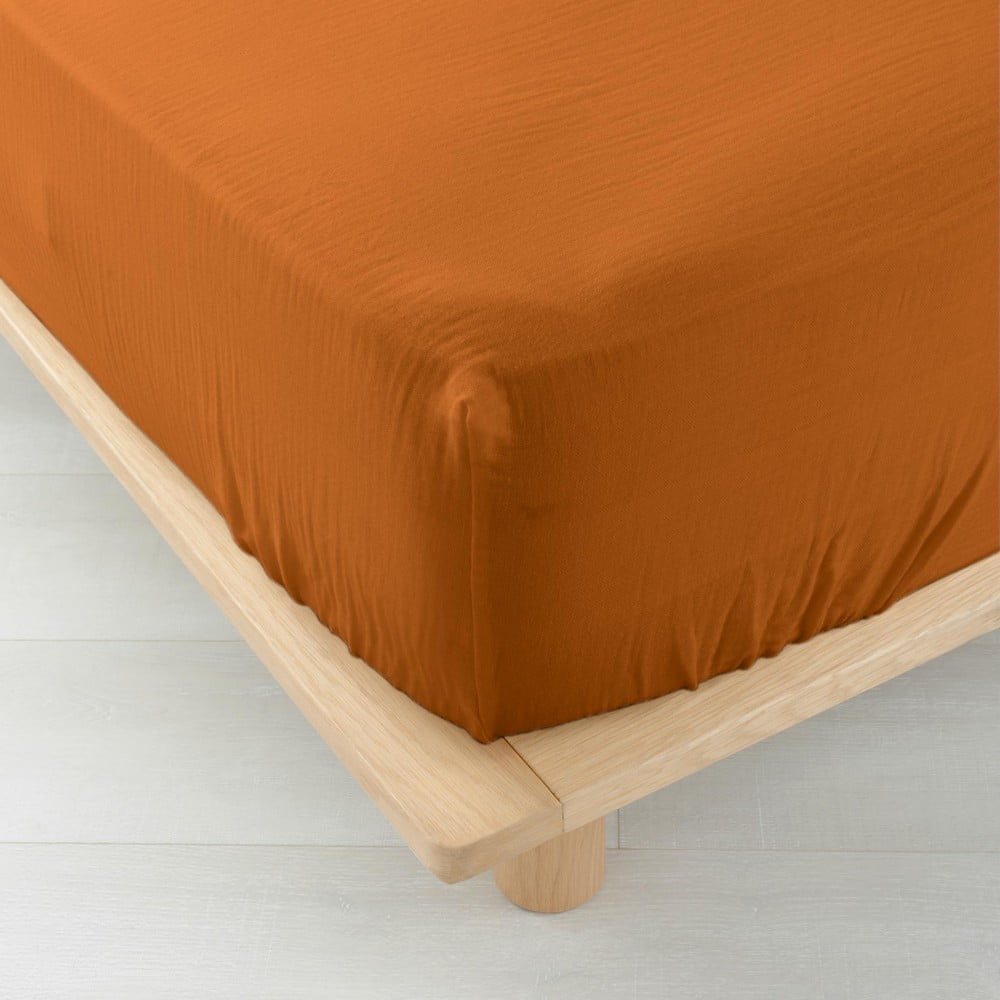 Narancssárga-barna muszlin lepedő 160x200 cm Angelia – douceur d'intérieur