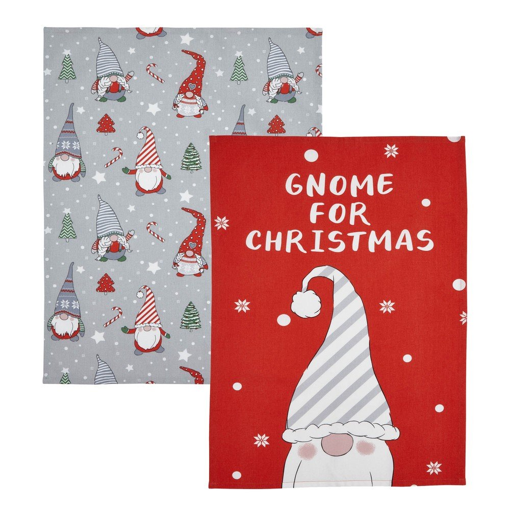 Pamut konyharuha szett karácsonyi mintával  4 db-os 50x70 cm Gnomes – Catherine Lansfield