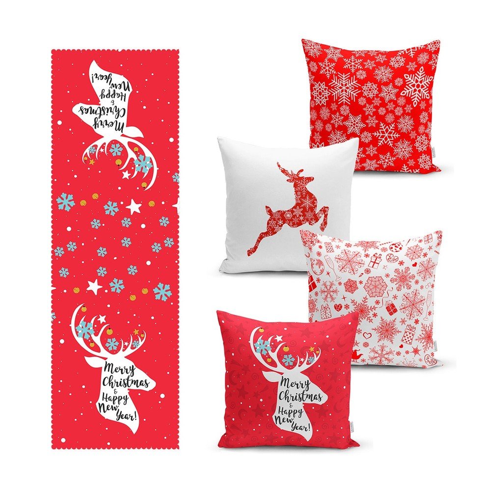 Párnahuzat és asztali futó szett 5 db-os Snowflakes – Mila Home