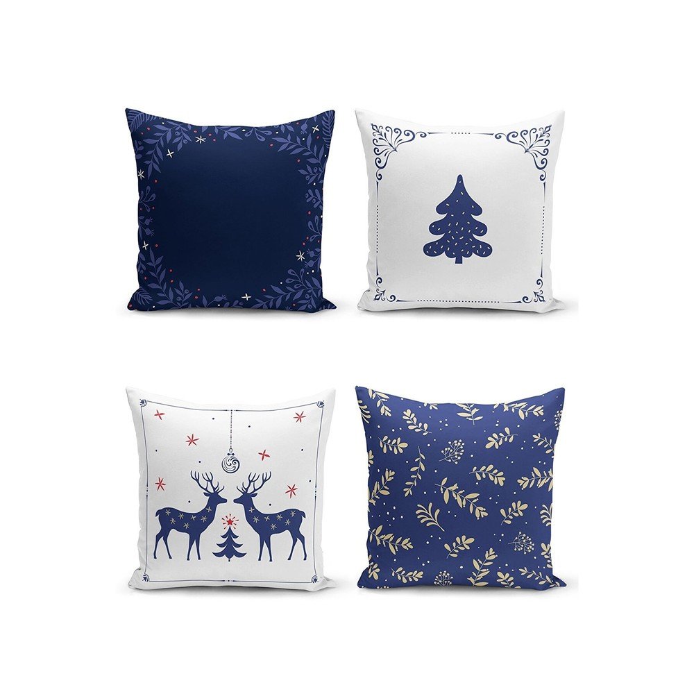 Párnahuzat szett karácsonyi mintával 4 db-os 43x43 cm Blue Christmas – Mila Home