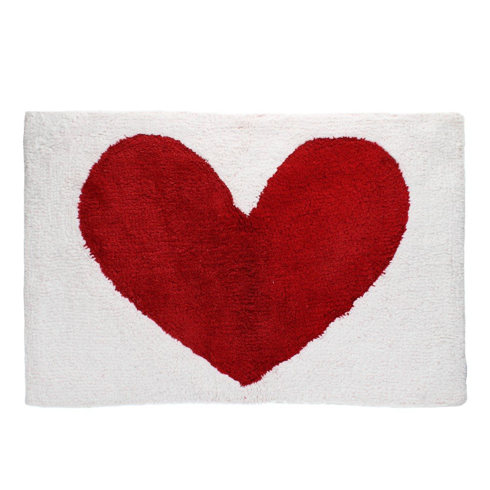 Piros-fehér fürdőszobai kilépő 50x80 cm Heart – Rex London