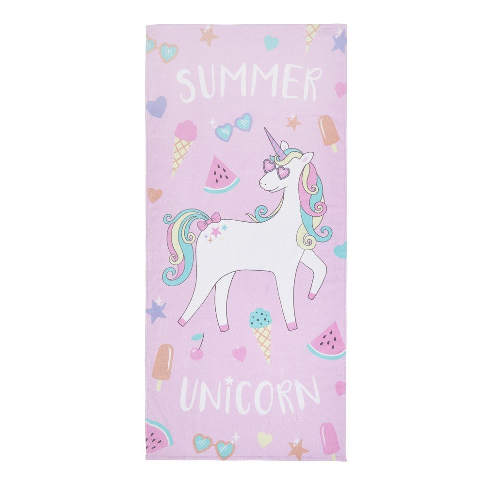 Rózsaszín-lila pamut strandtörölköző 76x160 cm Summer Unicorn – Catherine Lansfield