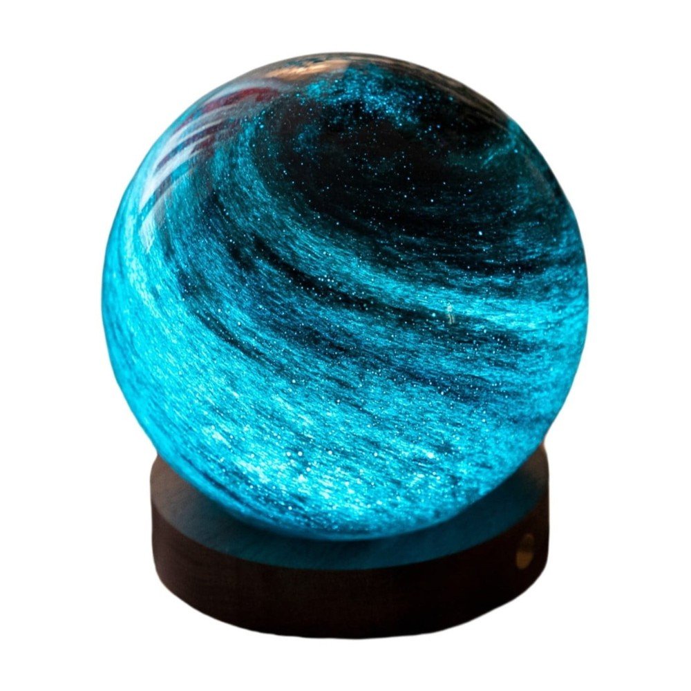 Sötét natúr színű LED asztali lámpa üveg búrával (magasság 9 cm) Stellar Ocean – Gingko