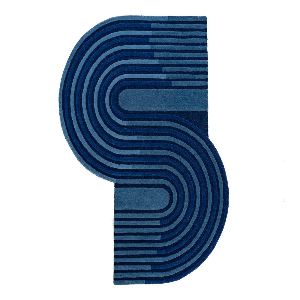 Sötétkék kézi szövésű gyapjú szőnyeg 120x180 cm Conway Retro – Flair Rugs